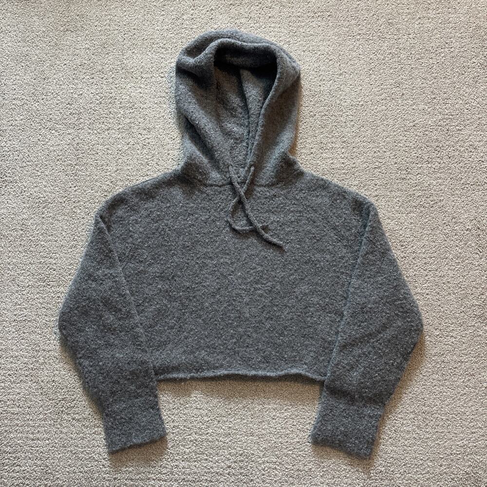 All Saints Ava Hoody Crop Gray Size Medium Wool Alpaca Blend Lightweight